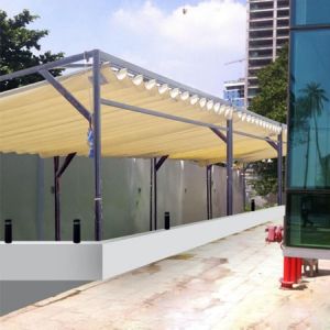 Thi công mái bạt xếp lượn sóng cho nhà hàng, quán nhậu, quán café